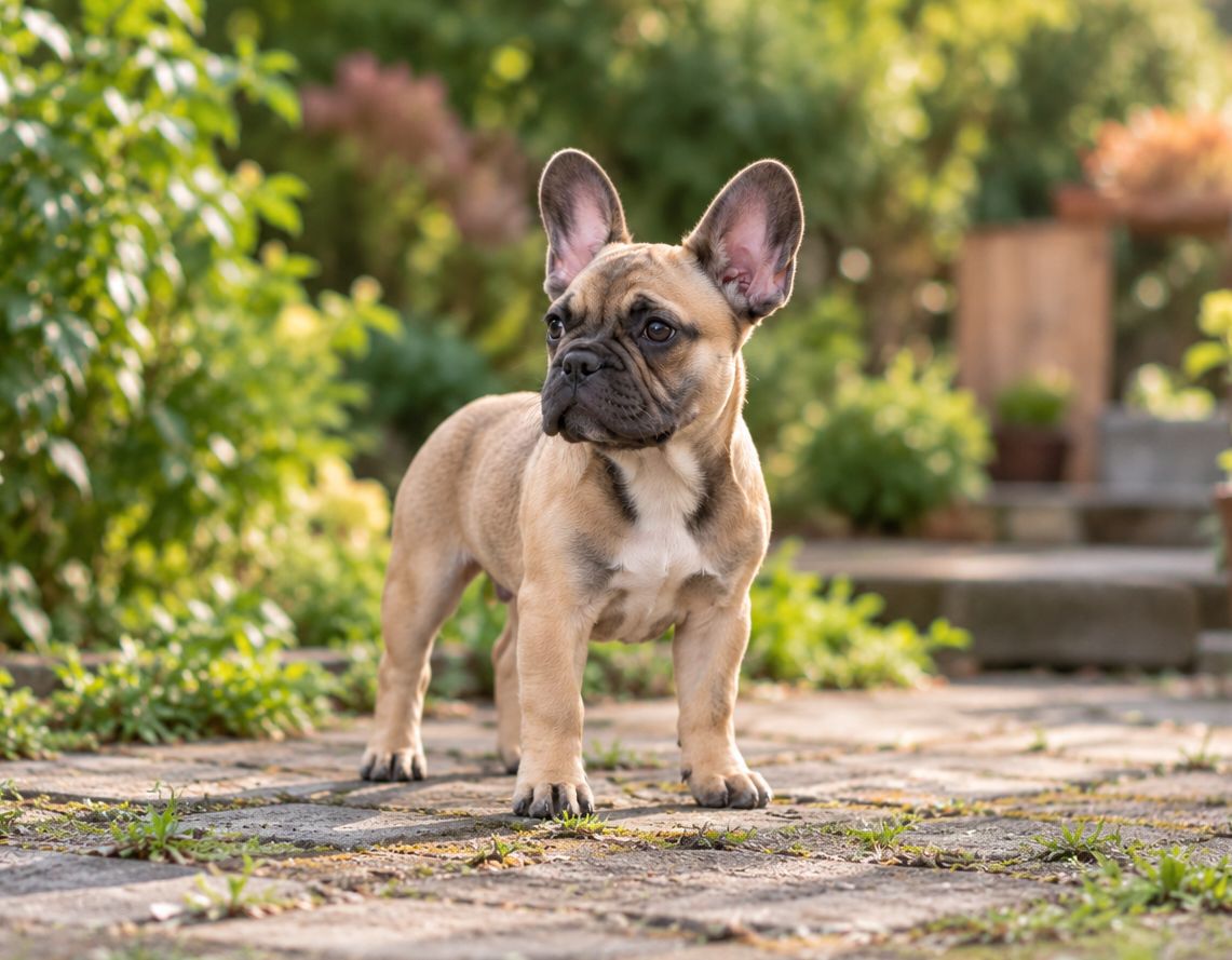 Französische Bulldogge im Sommergarten