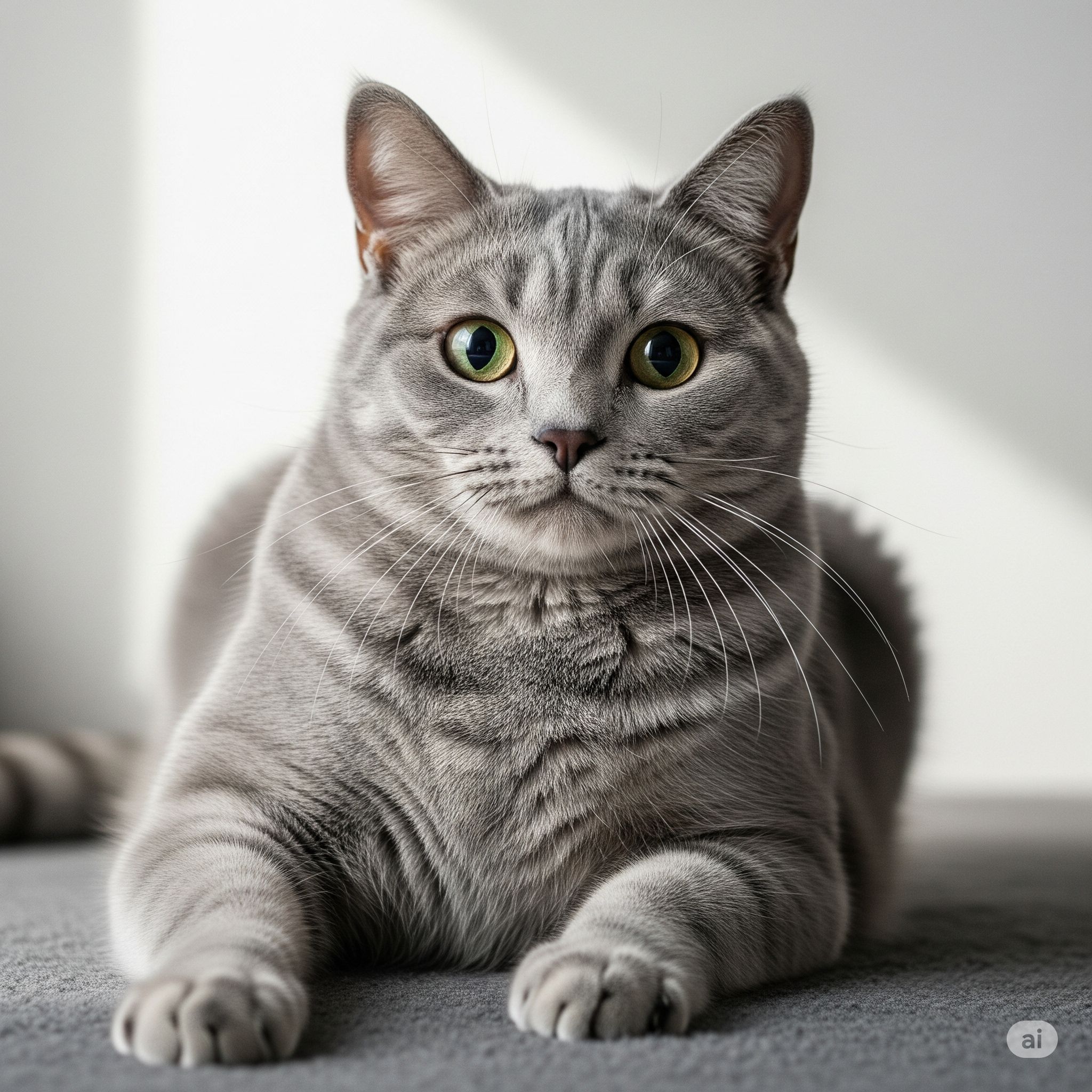 Katze liegend frontal