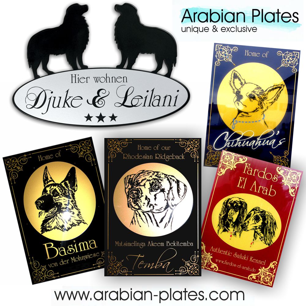 Reliefs und Schilder mit Hundemotiven von Arabian-Plates.com