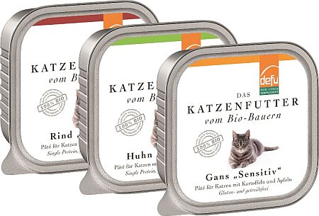 defu Bio-Katzenfutter jetzt auch in der 100g-Schale